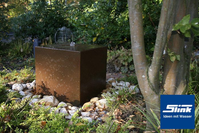 Cortenstahlbrunnen Gartenbrunnen Cortenstahl-Quader Uno 50